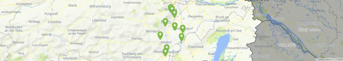 Kartenansicht für Apotheken-Notdienste in der Nähe von Bad Vöslau (Gemeinde, Niederösterreich) (519)
